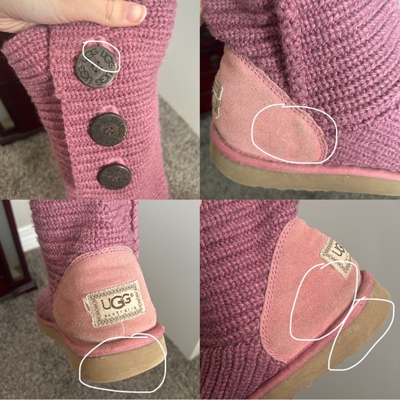 Y2K “UGG Australia” Pink Knitted Classic Cardy Button-up Boots - Picture 4 of 8